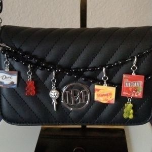 Badgley Mischka Chevron Cross body Bag with charms.